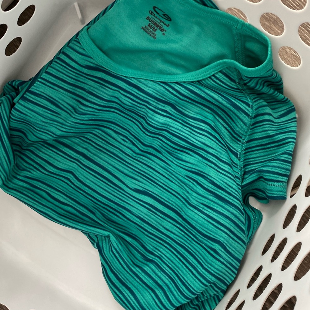 Champion duodry dark seafoam green and navy horizontal strap sporty top - Picture 15 of 17
